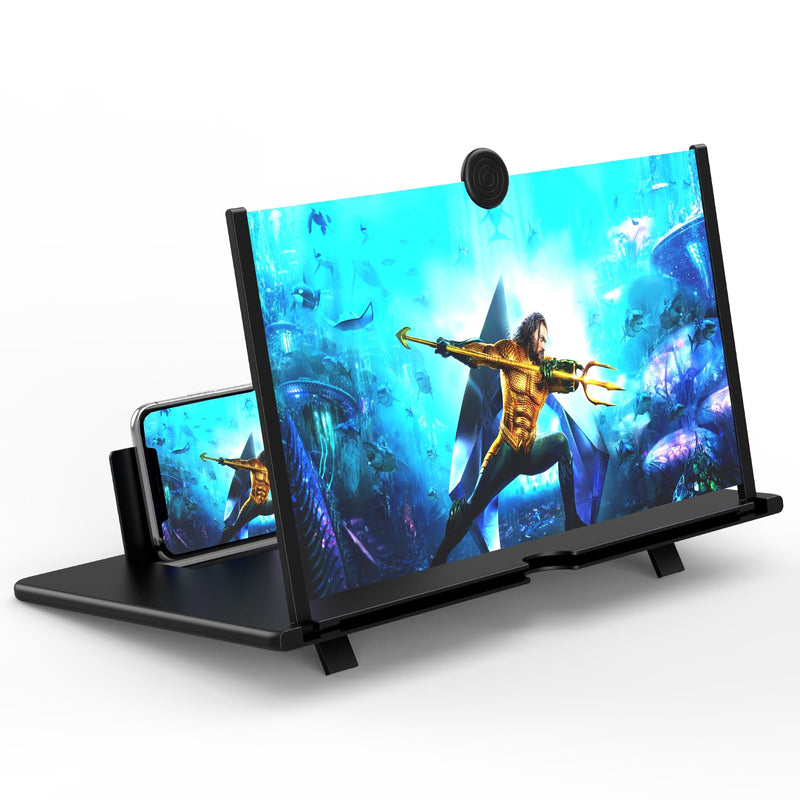 [AUSTRALIA] - 18" Screen Magnifier for Cell Phone - 3D HD Magnifying Projector Screen Enlarger Expanders for Movies, Videos and Gaming – Foldable Phone Stand with Screen Amplifier–Compatible with All Smartphones Black-18inch 