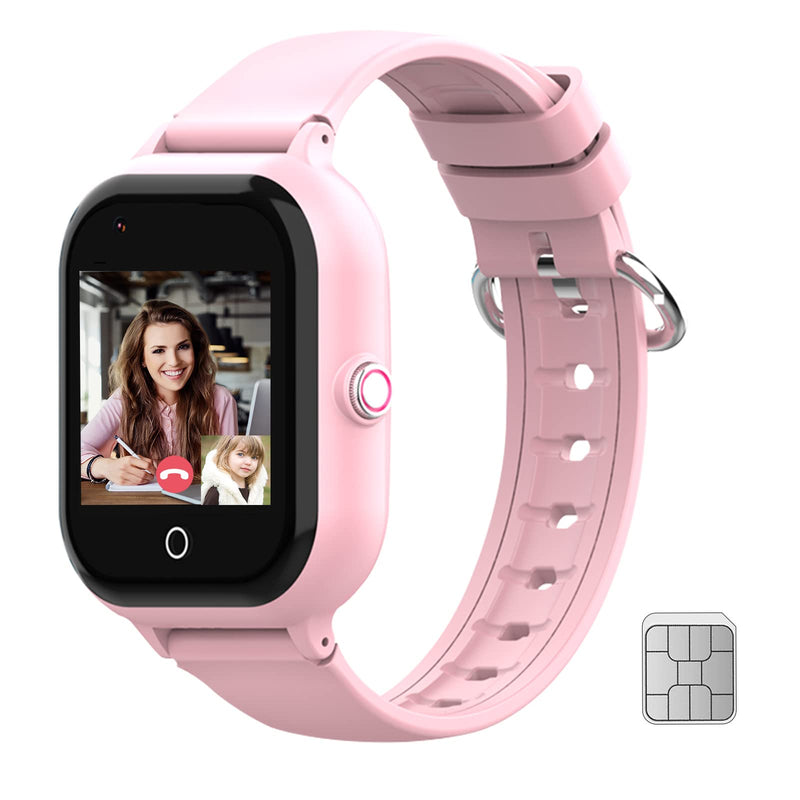 wonlex Kids Smart Watch with GPS Tracker and Calling, 4G Smartwatches Girls Boys with SIM Card SOS Camera Voice Video Call School Mode for Kids Children Aged 4-12 Birthday Gifts Pink