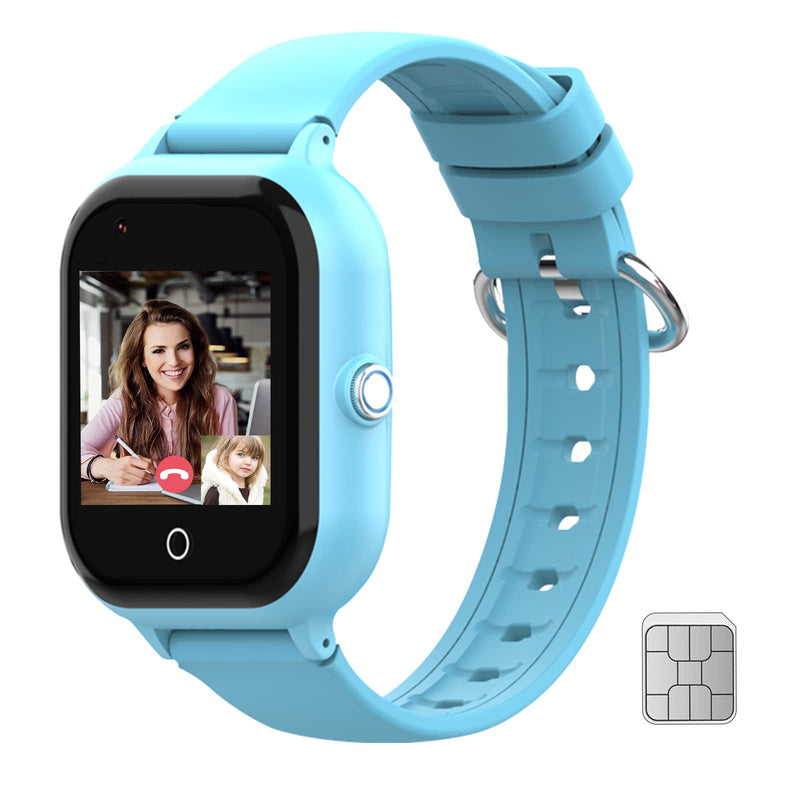 wonlex Kids Smart Watch with GPS Tracker and Calling, 4G Smartwatches Girls Boys with SIM Card SOS Camera Voice Video Call School Mode for Kids Children Aged 4-12 Birthday Gifts (Blue)