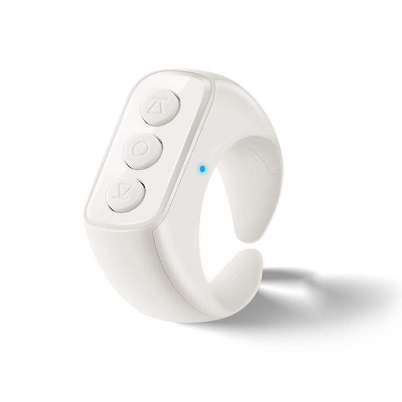 Tiktok Scrolling Ring, Kindle APP Page Turner Remote, Bluetooth Remote Clicker Control for iPhone and Android, Minimalist Style and Smart Make Life Easier - Snow White