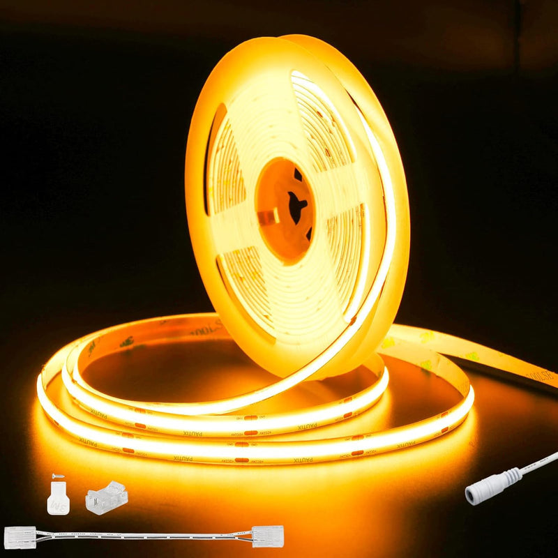 [AUSTRALIA] - PAUTIX COB LED Strip Light 20ft/6.1m 3087LEDs Warm White 2000K CRI90+ High Lumen,DC24V Flexible LED Tape for Cabinet Home DIY Lighting Projects with 1pcs COB Connector Wire(Power Supply Not Included) 2000K/20ft 