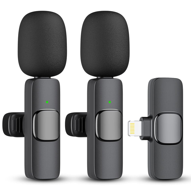 [AUSTRALIA] - Kopdkes 2 Pack Wireless Lavalier Microphone for iPhone iPad, Lapel Mics Plug-Play 2.4G Ultra-Low Delay Built-in Noise Reduction Chip 8H Working Time for Video Recording Interview Podcast Vlog YouTube Pro Max 
