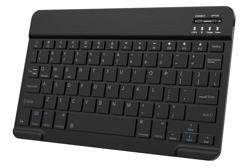 Ultra-Slim Small Bluetooth Keyboard, Portable Rechargeable External Cordless Wireless Keyboard for Android Tablet Cell Phone Samsung Smartphone iPad Mini Air Pro iPhone Windows Surface (Black) Black