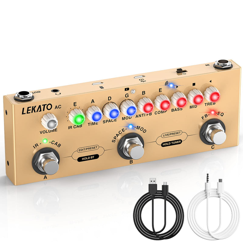 [AUSTRALIA] - LEKATO Multi Effects Pedal for Acoustic Guitar, with IR Loading 9 AMP Models, Acoustic Multi Effects Processor, Bluetooth 5.0,Recording, Built-in Battery 