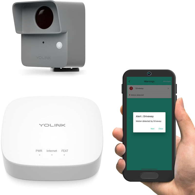 YoLink LoRa Smart Outdoor Motion Sensor, Driveway Alert, Property Invasion/Tresspassing Detector, 1/4 Mile Open Air Range, Email/SMS/Push Alerts, Alexa, IFTTT, Home Assistant (Hub Included!) Outdoor with Hub