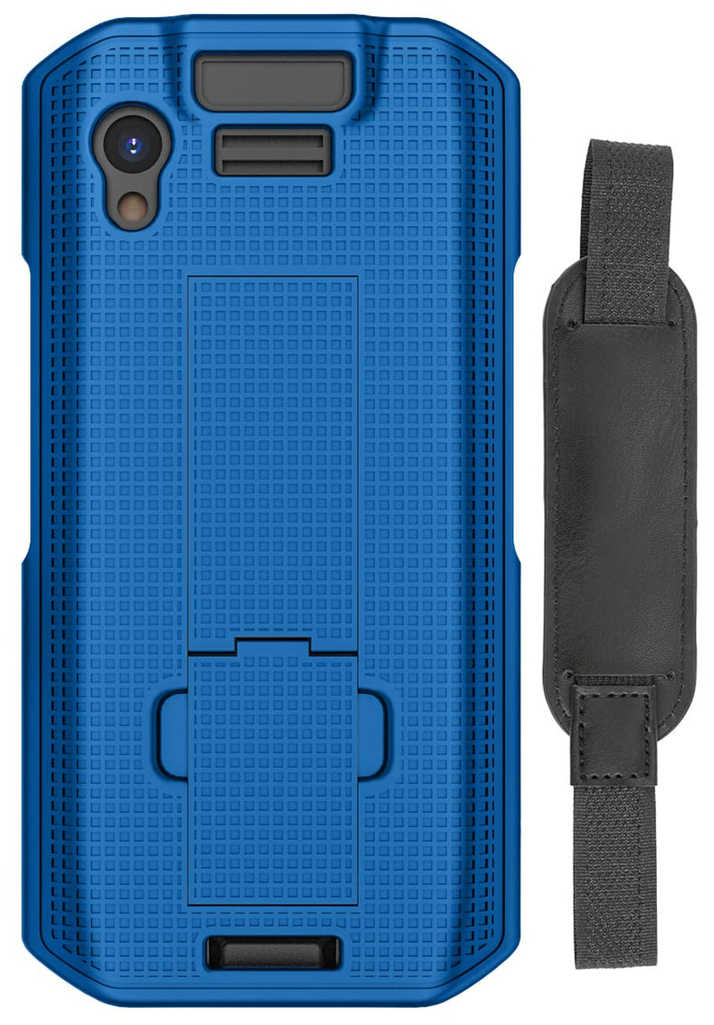 [AUSTRALIA] - Case + Hand Strap Combo for Zebra TC21 TC26 Mobile Computer Scanner, Nakedcellphone Textured Slim Hard Shell Protector Cover with Kickstand - Cobalt Blue 