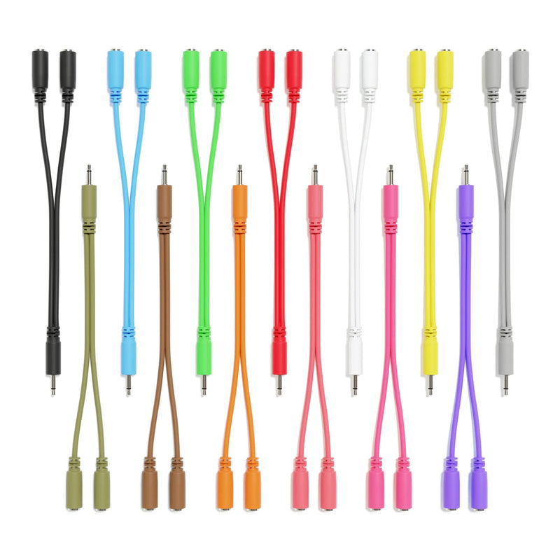 Mono Splitter Y Patch Cables - TS 3.5mm 1/8" Eurorack Synth Synthesizer [13-Pack] 13-Pack