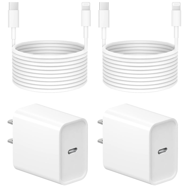 10 Ft iPhone Fast Charger, 2-Pack 20W Super Fast Charger with Long Fast Charging Cable for iPhone 14/13/12/11 Pro Max,14 Plus,Mini,Pro/XS/SE/XR/iPad white