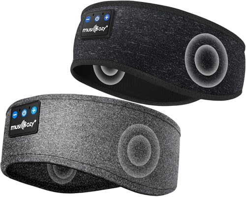 MUSICOZY Sleep Headphones Bluetooth Headband, Wireless Sleeping Headphones Mask Earbuds Built-in HD Speakers for Side Sleepers Women Men Running Travel Yoga Cool Gadgets Unique Gifts, 2 Packs