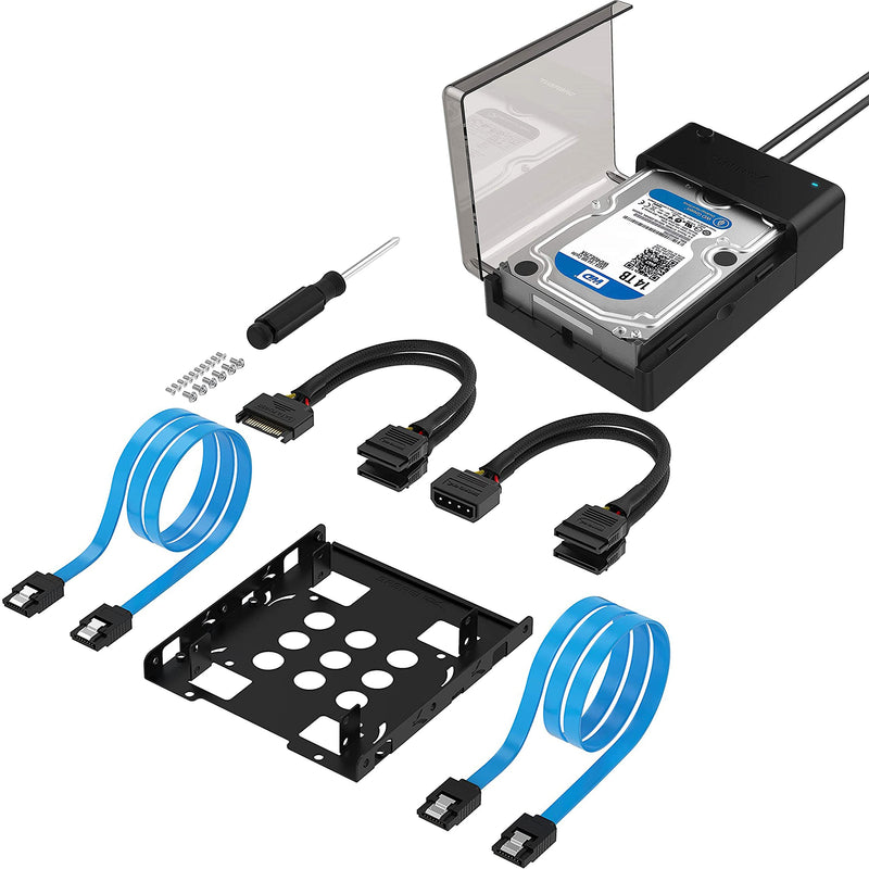 3.5-Inch to x2 SSD / 2.5-Inch Internal Hard Drive Mounting Kit with USB 3.0 to SATA External Hard Drive Lay-Flat Docking Station for 2.5 or 3.5in HDD, SSD