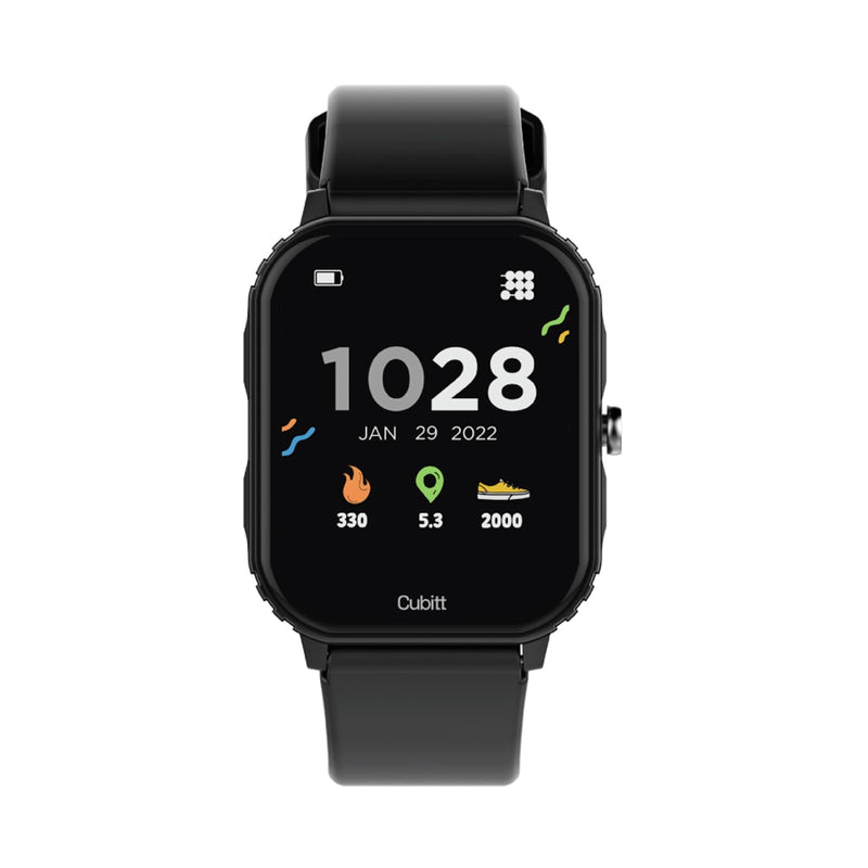 Cubitt Teens Smartwatch, 1.85” Touchscreen Fitness Tracker – Obsidian Black | For Ages 11–14, 6 Sport Modes, HR & Sleep Monitor, Built-in Games, Parental Lock, IP68 Water Resistance, 7-Day Battery