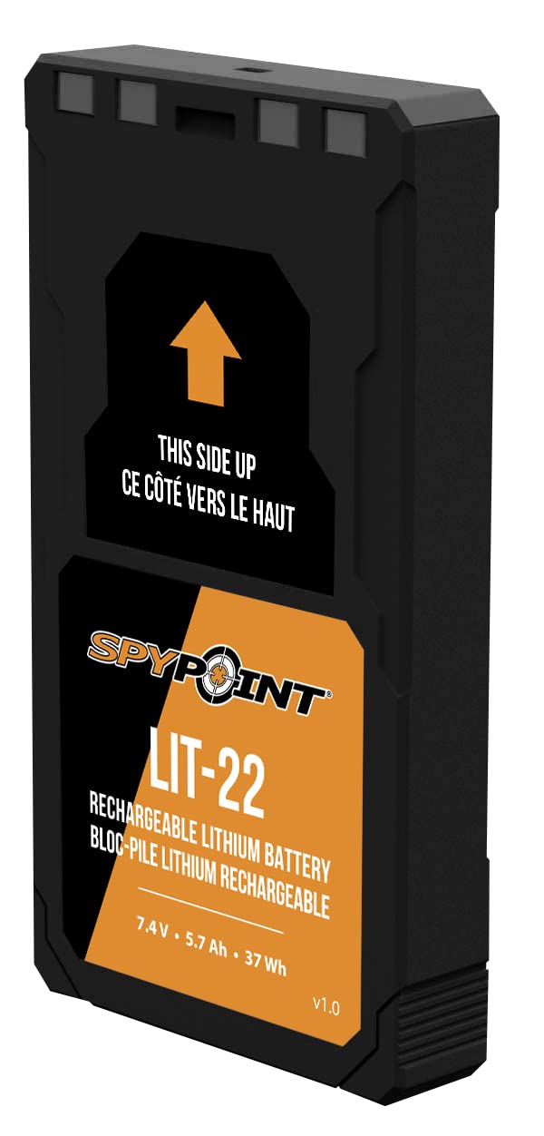 SPYPOINT Rechargeable 7.4V Lithium Battery Pack for Trail Camera with 5.4 amp-Hours and AC Charging Cable | Cellular Trail Camera