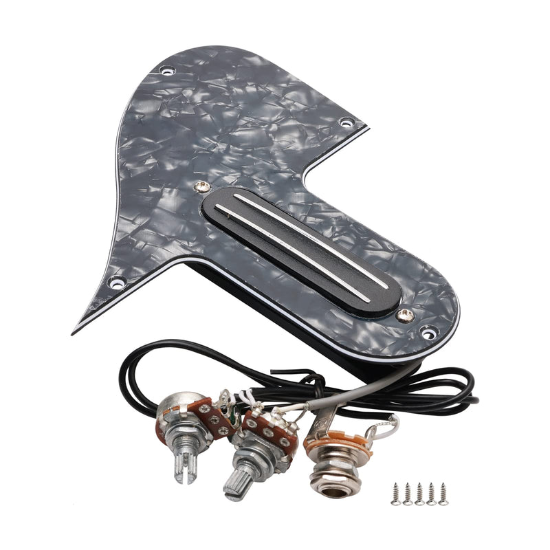 [AUSTRALIA] - Swhmc Mandolin Pickguard Plate with Single Coil Pickups 3 Ply Guitar Pickguard A500k B500k Pot(Black Pearl) 