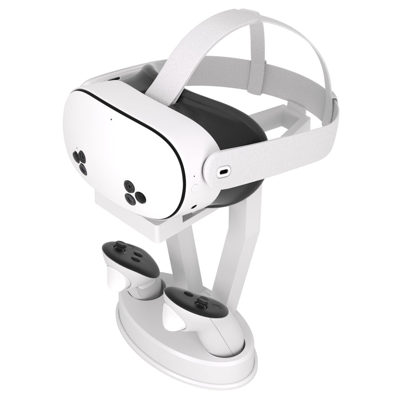 DigiCharge VR Headset Stand for Oculus Meta Quest 3S / Quest 3 / Quest 2 / Quest/PS VR Display Mount Station for Headset and Touch Controllers, VR Storage Holder Stand with Base for Controllers White