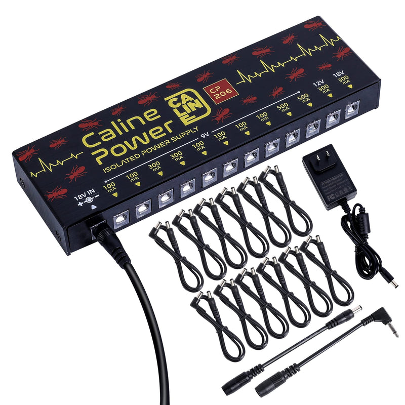 Caline Guitar Pedal Power Supply, True Isolated Pedalboard Power Supply with 12 Outputs, Noiselessly CP-206 12 ports