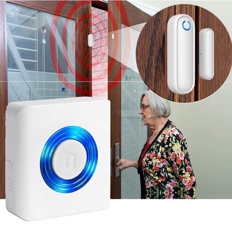 Caregiver Pager Door Alarms for Dementia Patients/Kids Safety/Home Security,Wireless Door Alarm Sensor for Elderly/Business/Home/Store (Three Sensor Two Receiver) Three Sensor Two Receiver