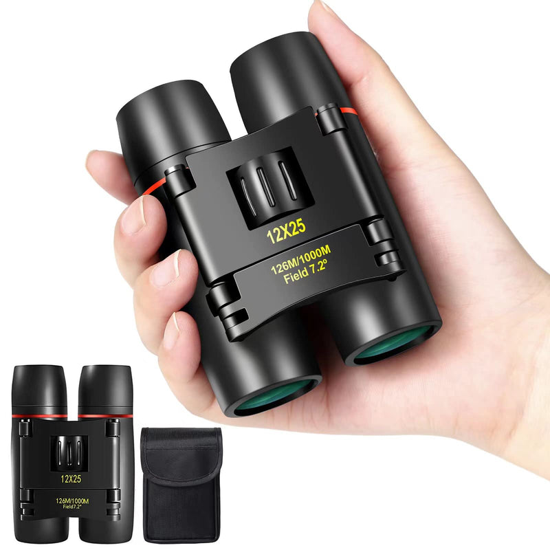 [AUSTRALIA] - 12X25 Mini Pocket Binoculars Compact, Small Lightweight Foldable for Adults Kids Bird Watching, Travel, Opera Concert, Hiking, Cruise, Football Game Green 12X25 Black 