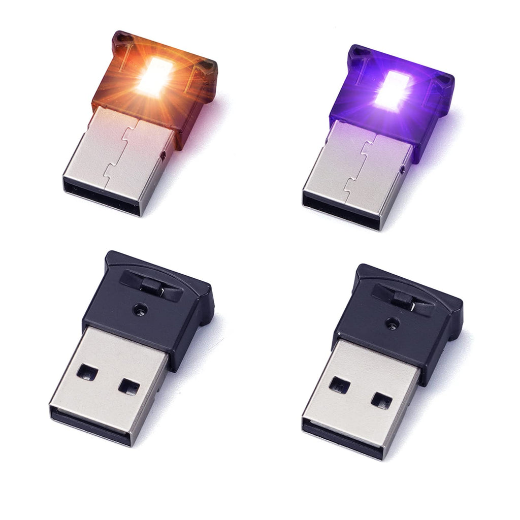 Mini USB LED RGB Light Brightness Adjustable 8 Color Changeable for Car, Laptop, Keyboard. Atmosphere Smart Night Lamp for Home Decoration (DC : 5V) (Quantity: 4) USB-A(Qty:4)