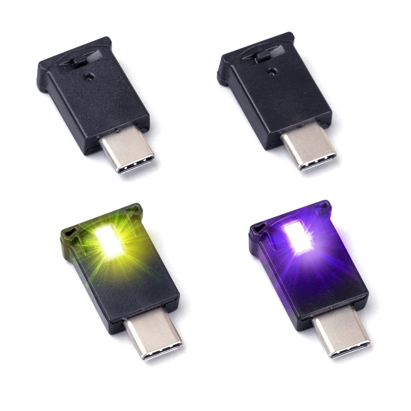 Mini USB Type C LED RGB Light Brightness Adjustable 8 Color Changeable for Car, Laptop, Keyboard. Atmosphere Smart Type-C Night Lamp for Home Decoration (Quantity: 4) USB-C(Qty:4)