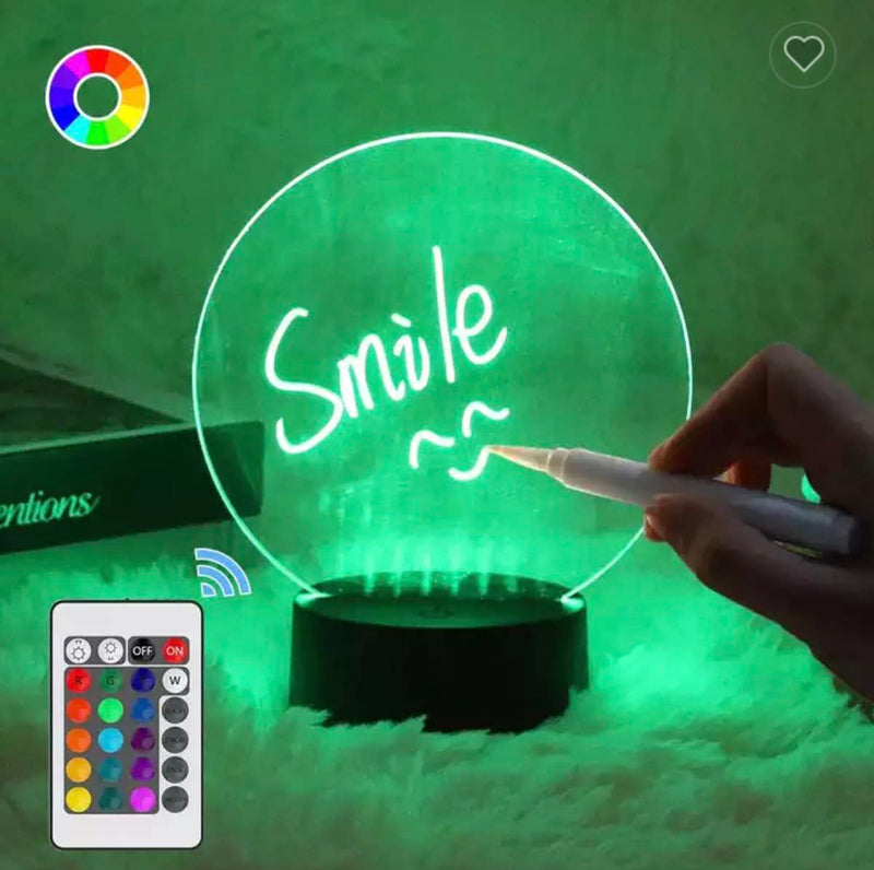 Erasable Writing Board Creative DIY RGB LED Memo Message Luminous Note Acrylic Writing Board Light