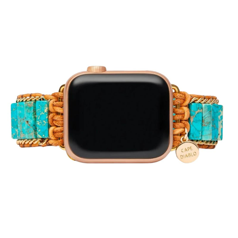 Cape Diablo Smart Watch Band for Women - Handmade Gemstone Strap - Compatible with 38mm-45mm Apple Faces Native Turquoise Protection