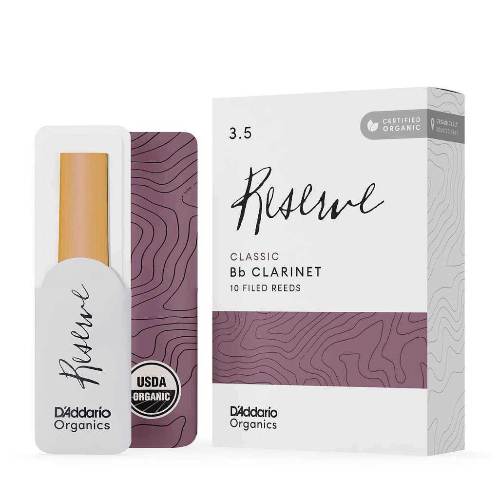 D'Addario Organic Classic Bb Clarinet Reeds - Reeds for Clarinet - The First & Only Organic Reed - 3.5 Strength, 10 Pack Strength 3.5