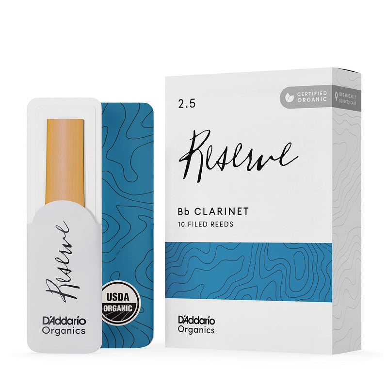 [AUSTRALIA] - D'Addario Reserve Bb First & Only Organic 2.5 Strength, 10 Pack Clarinet Reeds (ODCR1025) 