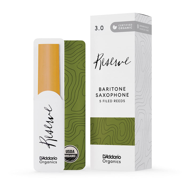 [AUSTRALIA] - D'Addario Reserve Baritone Saxophone Sax First & Only Organic Reed-3.0 Strength, 10 Pack (ODLR0530) Strength 3.0 