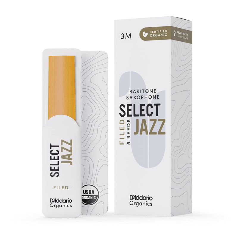 D'Addario Organic Select Jazz Filed Sax 3 Medium, 5 Pack Baritone Saxophone Reeds (ORSF05BSX3M)