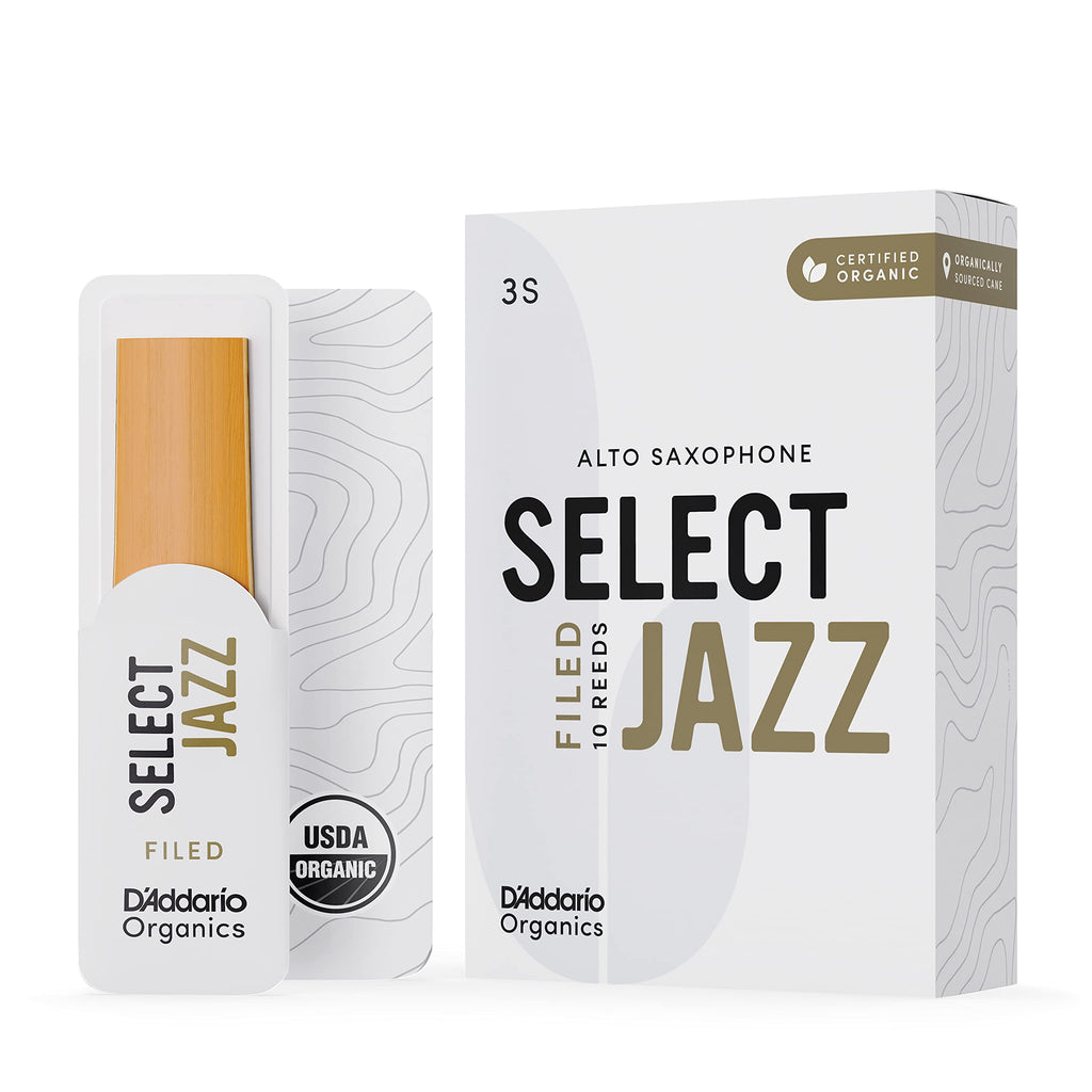 D'Addario Organic Select Jazz Filed Alto Saxophone Reeds - Sax Reeds - The First & Only Organic Reed - 3 Soft, 10 Pack