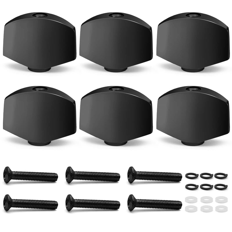 Metal Black Guitar Tuning Peg Buttons, Square Shape Tuning Key Button Heads Tuners Machine Handle for Folk Electric and Acoustic Guitar, Pack of 6