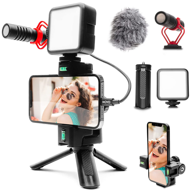 Movo iVlogEK Vlogging Essentials YouTube Starter Kit for Kids - Vlog Kit for iPhone - includes Shotgun Video Microphone and Lightning Adapter - Youtuber Starter Pack, Influencer Kit, Vlogging Kit