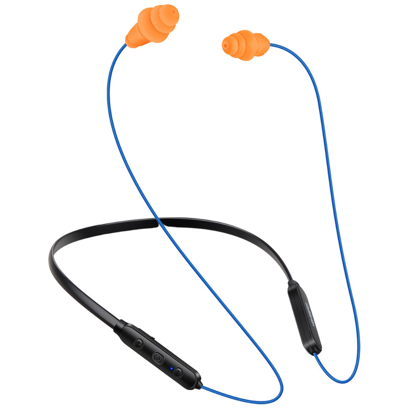 Bluetooth Work Headphones, OSHA-Compliant, 27dB NRR, 24H Playtime | Noise-Reduction Safety Earbuds | Bluetooth 5.4, 100 ft | aptX HD | Soft 3-Flange Silicone Ear Tips | Blue-Orange Blue with Orange