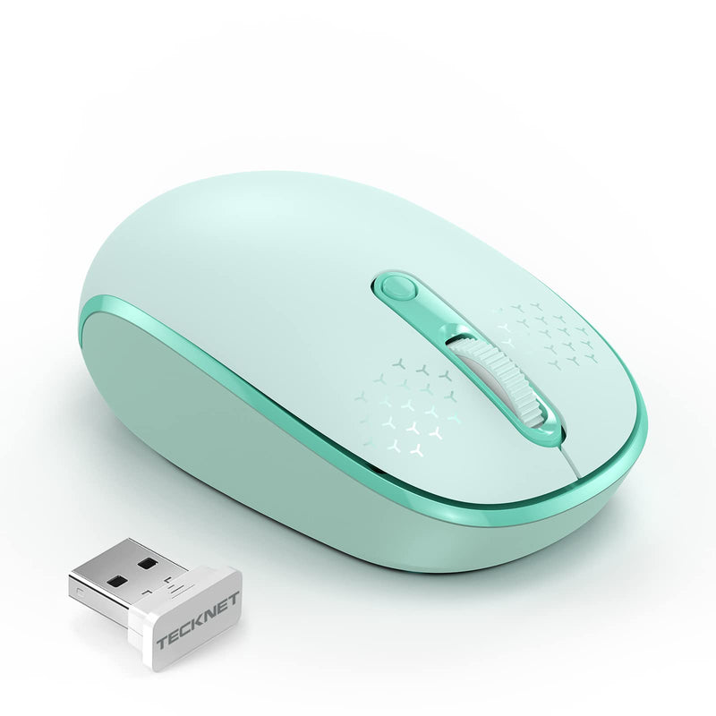 [AUSTRALIA] - TECKNET Wireless Mouse for Laptop, 2.4G Quiet Computer Mouse with USB Receiver, 4 Buttons Portable Cordless Mice for Chromebook, Laptop, PC, Mac, 800/1200/1600 DPI - Mint Green 