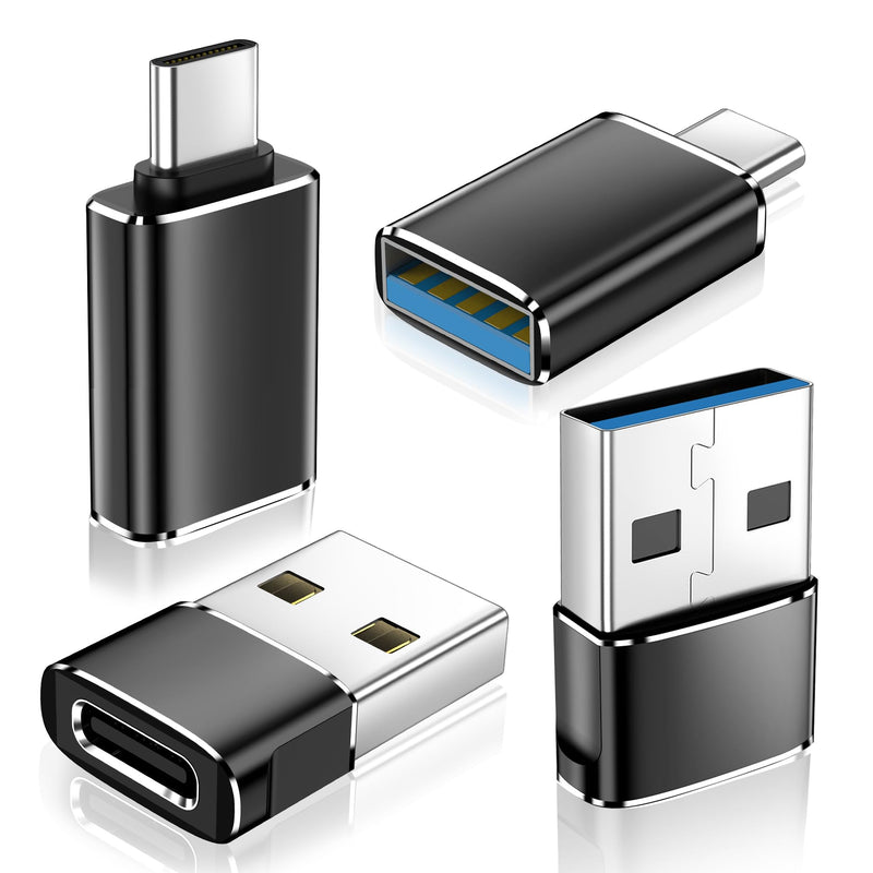 xiwxi 4 Pack USB to USB C OTG Adapter,[2*Type C Female to A Male Charger Converter]&[2*USB C Male to USB 3.0 Female] forApple Watch Ultra 8 9,iPhone 15 14 13 Pro Max,Samsung S24 S23,iPad Black