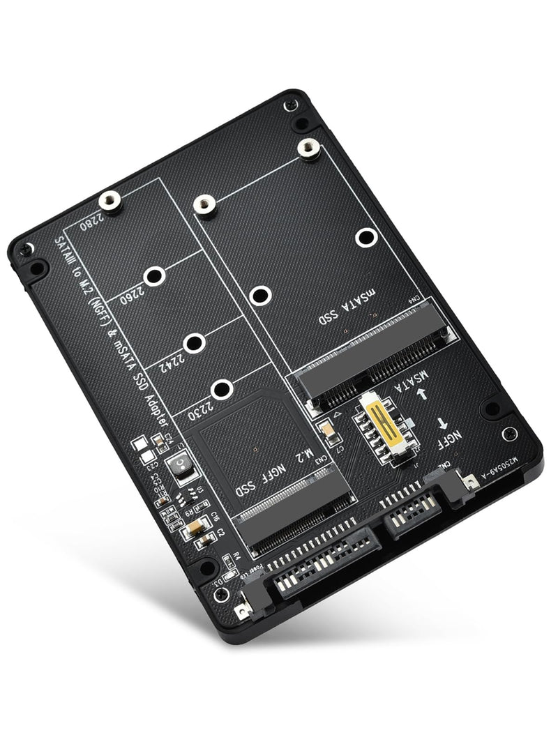 ELUTENG M.2 SATA to SATA Adapter (Not Support NVME/M.2 PCIE) MSATA and B Key/B&M Key M.2 NGFF SDD to 2.5" SATA III 2 in 1 Converter Supports MSATA/M.2 NGFF SSD Not for M Key M.2 NGFF/MSATA to SATA