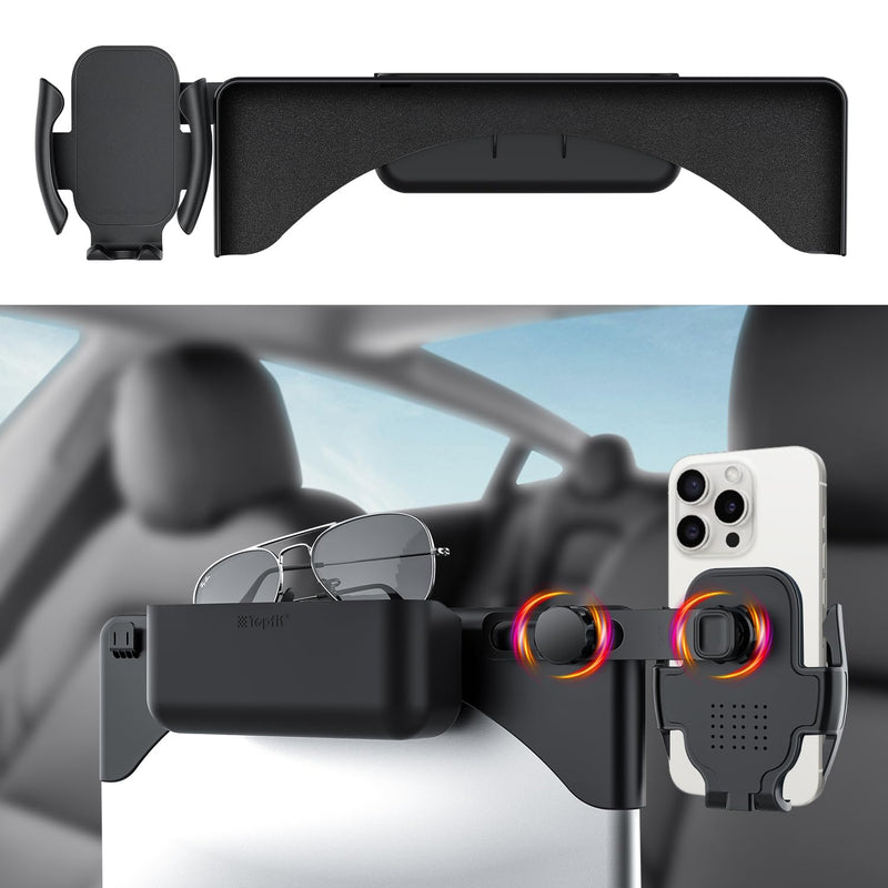 Premium Tesla Phone Mount & Holder for Model Y (2019-2024) & Model 3 (2018-2023),Snap-On Screen Clip with Scratch-Free Felt Base, Solid Alloy Arm Model Y(2019-2024)
