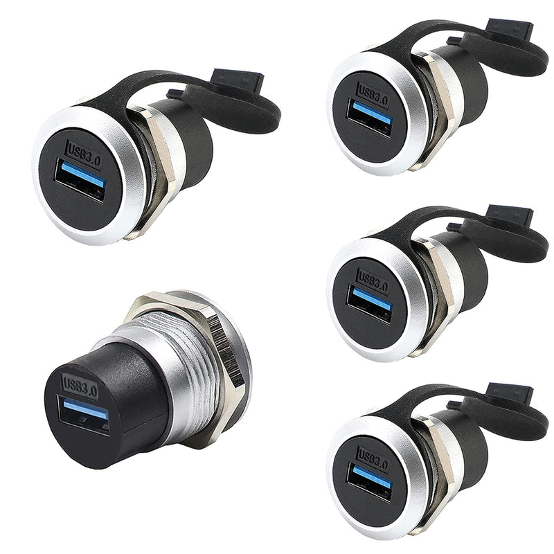 PENGLIN 5PCS USB 3.0 Panel Mount Connector Bulkhead Extension Adapter | Max 5Gbps Data Transfer,Nut Lock Secure Mounting,Zinc Alloy Durable Housing,High Plug-Unplug Durability 5PCS USB3.0 Silver&Black