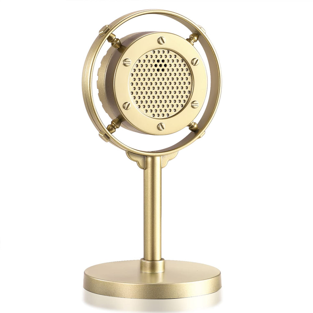 Facmogu Retro Style Condenser Microphone Props, Fake Plastic Classic Microphone Model for Art Object Collectable Hobby Lovers, Vintage Prop Mic for Home Decoration - Gold