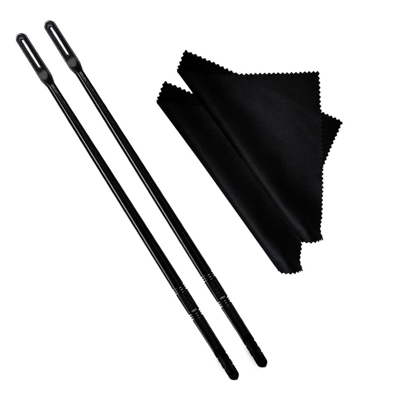 2 Sets Flute Cleaning Rod and Cloth, Flute Cleaning Kit, Flute Cleaning Rod and Flute Cleaning Cloth, Cleaning Swabs Flute Cleaning Cloth, Flute Cleaning Rod, Flute Cleaning Cloth (Black) 2 Sets Flute Cleaning Rod and Cloth