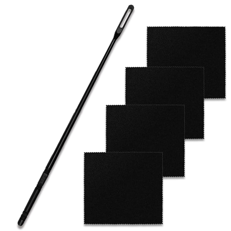 [AUSTRALIA] - Flute Cleaning Kit Flute Cleaning Rod with 4pcs Flute Cleaning Cloth Flute Cleaning Swabs Flute Polishing Cloth Flute Stick Flute Cleaner Flute Cleaning Tools for Flute maintenance tools, black 