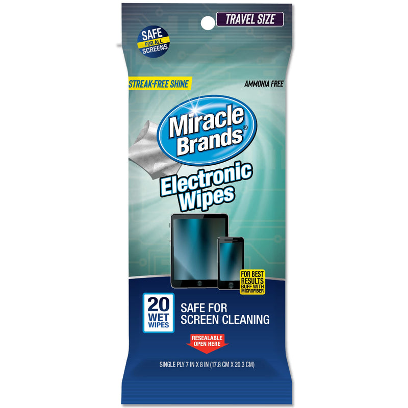 MiracleWipes for Electronics Cleaning - Screen Wipes Designed for TV, Phones, Monitors and More - 20 Count 20 Count (Pack of 1)