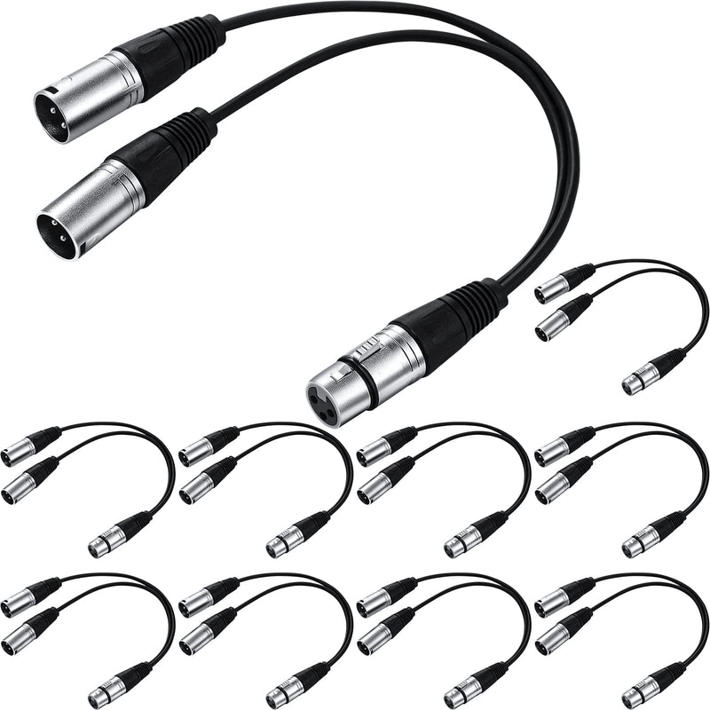 [AUSTRALIA] - Kigeli XLR Y Splitter Cable 1 Female to 2 Male Patch Cable Balanced Microphone Cord Audio Adaptor for Speaker Stereo Mic to L and R Audio Track, 1 Foot(10 Pcs) 10 