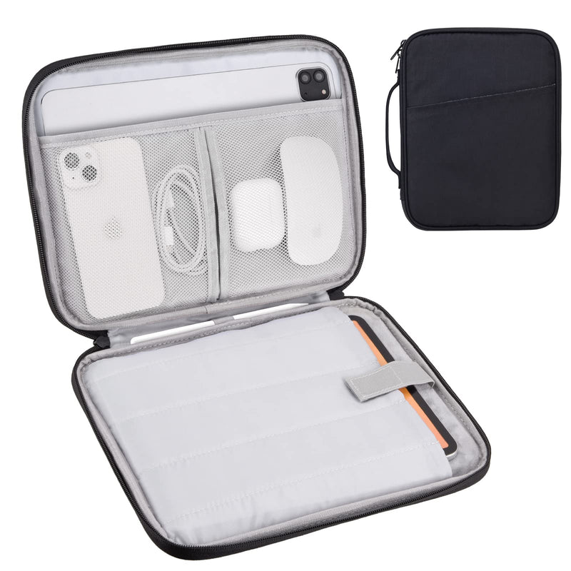 9-11 Inch iPad Carrying Case, Padded Protective Travel Tablet Sleeve Bag for iPad Pro 11, iPad 10.9 (10th Gen), iPad Air (5/4th Gen), Galaxy Tab S9/S8 (Black-11) Black11 9-11