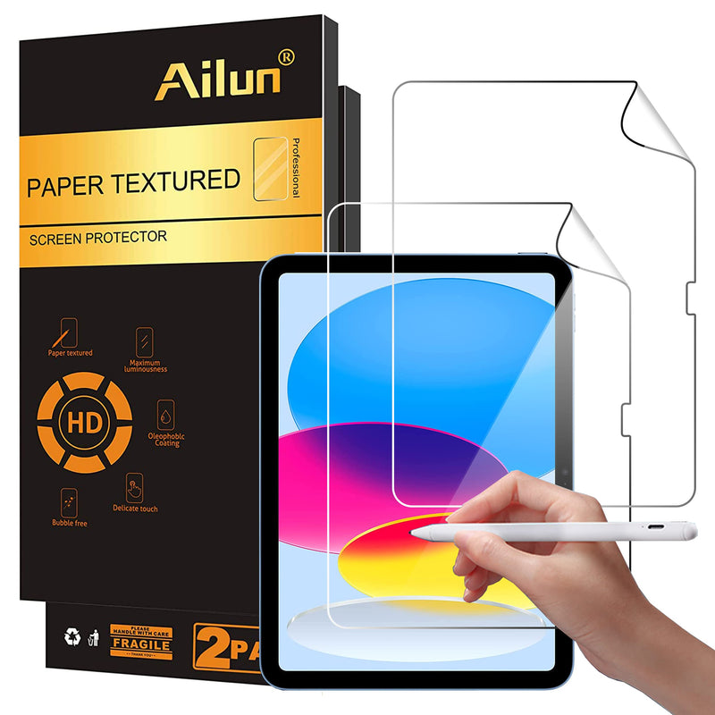 Ailun Paper Textured Screen Protector for iPad 10th Generation [10.9 Inch] [2022 Release] 2 Pack Draw and Sketch Like on Paper Textured Anti Glare Less Reflection [Not for iPad Air 10.9 Inch] iPad 10th-10.9 Inch