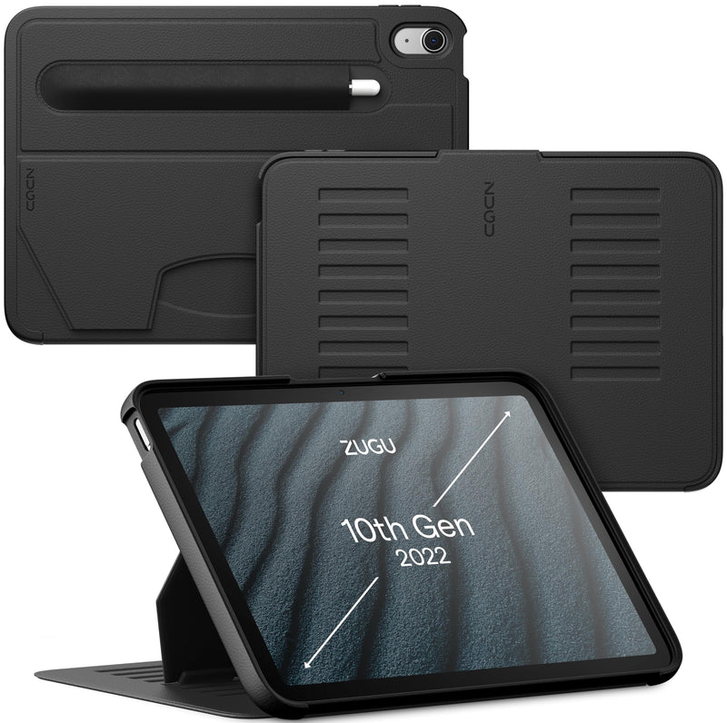 ZUGU CASE for iPad 10.9 Inch 10th Gen (2022) Slim Protective Case - Magnetic Stand & Sleep/Wake Cover (Model #s A2696, A2757, A2777) - Stealth Black