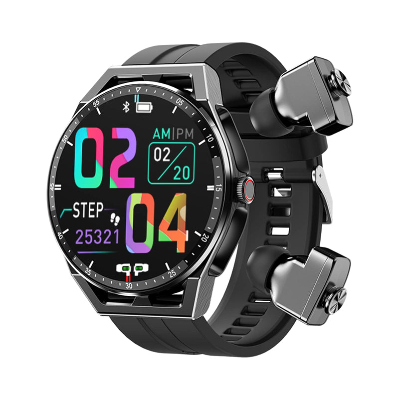 Tuanzi T20 Smart Watch with Earbuds 1.3 Inch Smartwatch Built-in Wireless Combo TWS HiFi Stereo Headset Heart Rate Monitor Fitness Tracker T20-Black