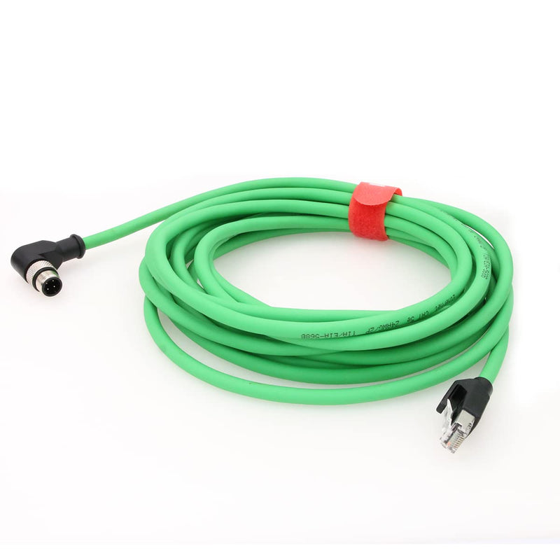 Right Angle M12 4pin D-Code Male to RJ45 Waterproof Ethernet Shielded Cat5E Cable for SMC Ex260 to Ethernet IP Automation Network 5M Elbow 4Pin