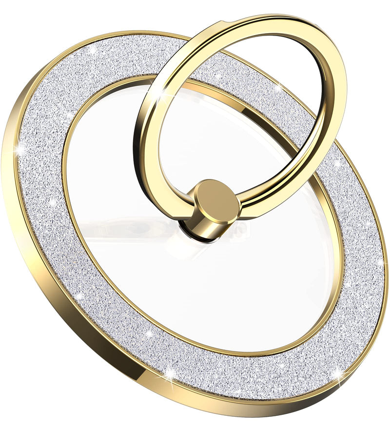 Magnetic Phone Ring Holder for MagSafe, Magnetic Phone Grip for iPhone, Compatible with iPhone MagSafe Wireless Charging. (Glitter Gold) Glitter Gold