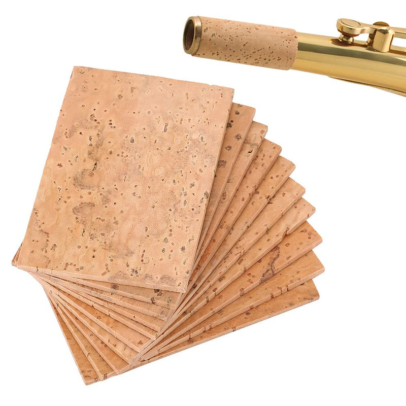 Alto Sax Neck Cork, 10pcs Saxophone Neck Cork, Universal Sax Joint Cork Sheet, Saxophone Cork Replacement Kit for Alto/Soprano/Tenor Saxophone